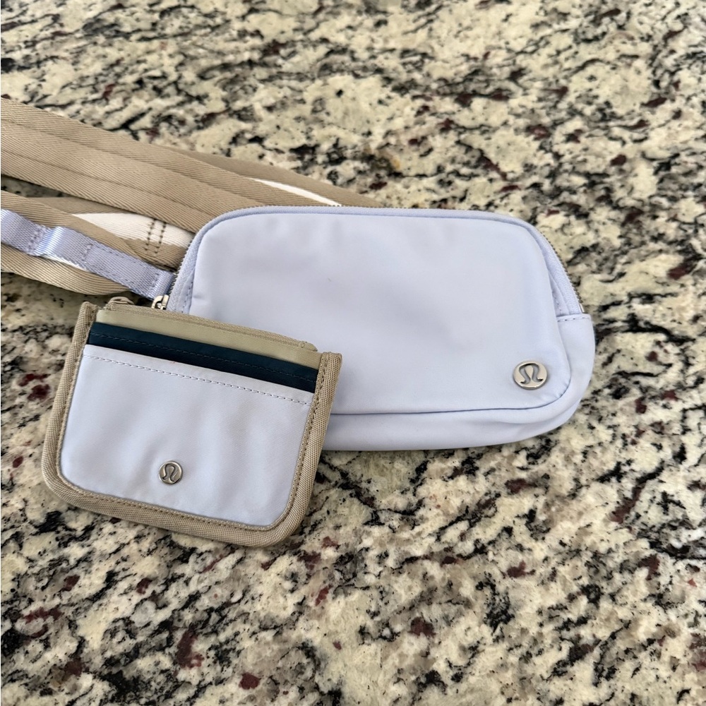 Lululemon Light blue and Tan Crossbody Bag with wallet.
